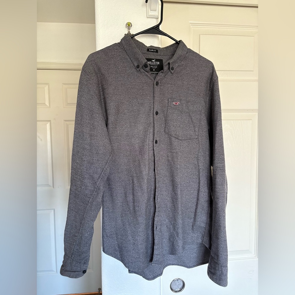 Hollister Men's Charcoal Button Down Shirt